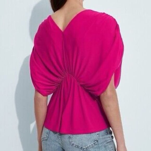 Express Pink Draped Top Loose Stretch Blouse M - Picture 2 of 6